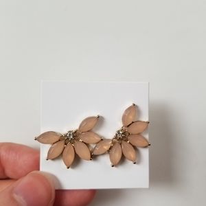 Pink Petal Half Flower Stud Earrings
